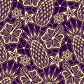 Vector Seamless Pattern. Lace Print. Hibiscus Tropical Flowers. Royalty Free Stock Photo